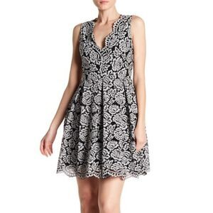 NSR – Lace Fit and Flare Dress BLACK/WHITE